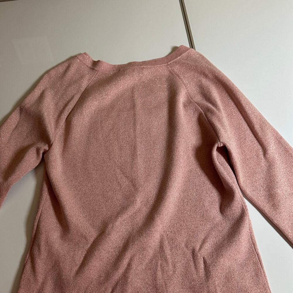 White House Black Market L women square neck glitter pink holiday sweaters - Picture 10 of 10